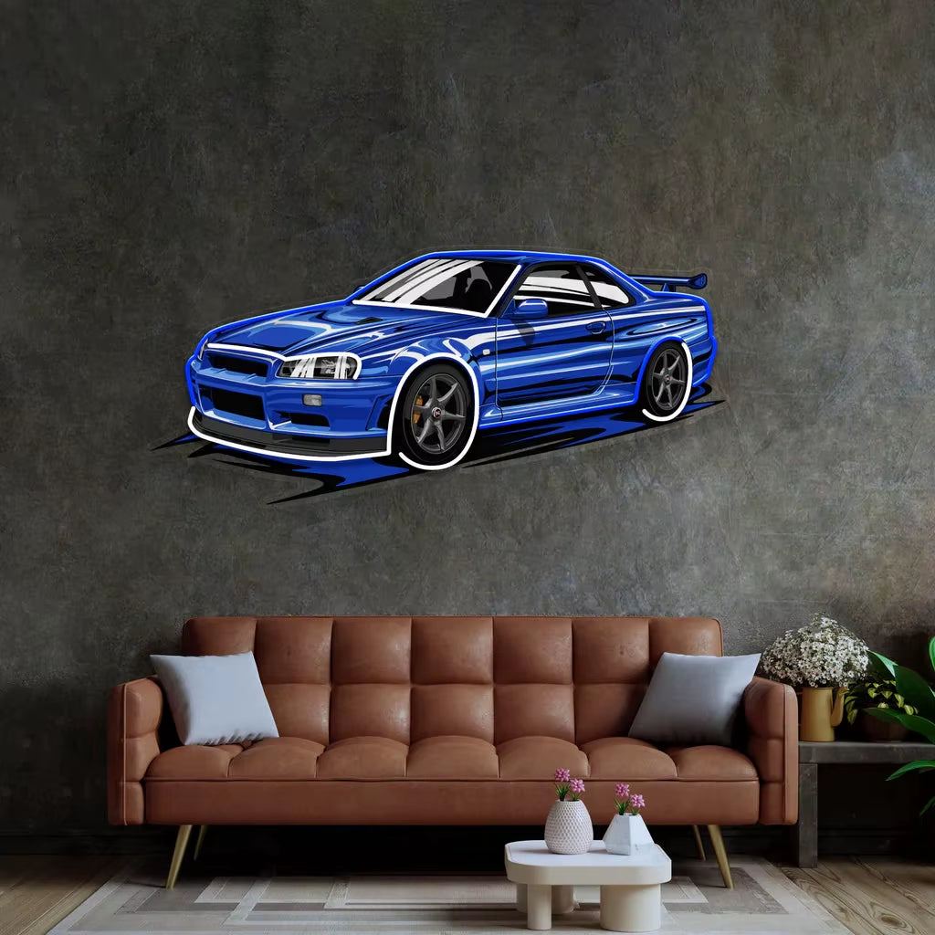 Sports Car Neon Sign UV Print Blue Sport Car Neon Game Room/Boy Room Decor Racing Car Bar Club Wall Decor Gift for Him