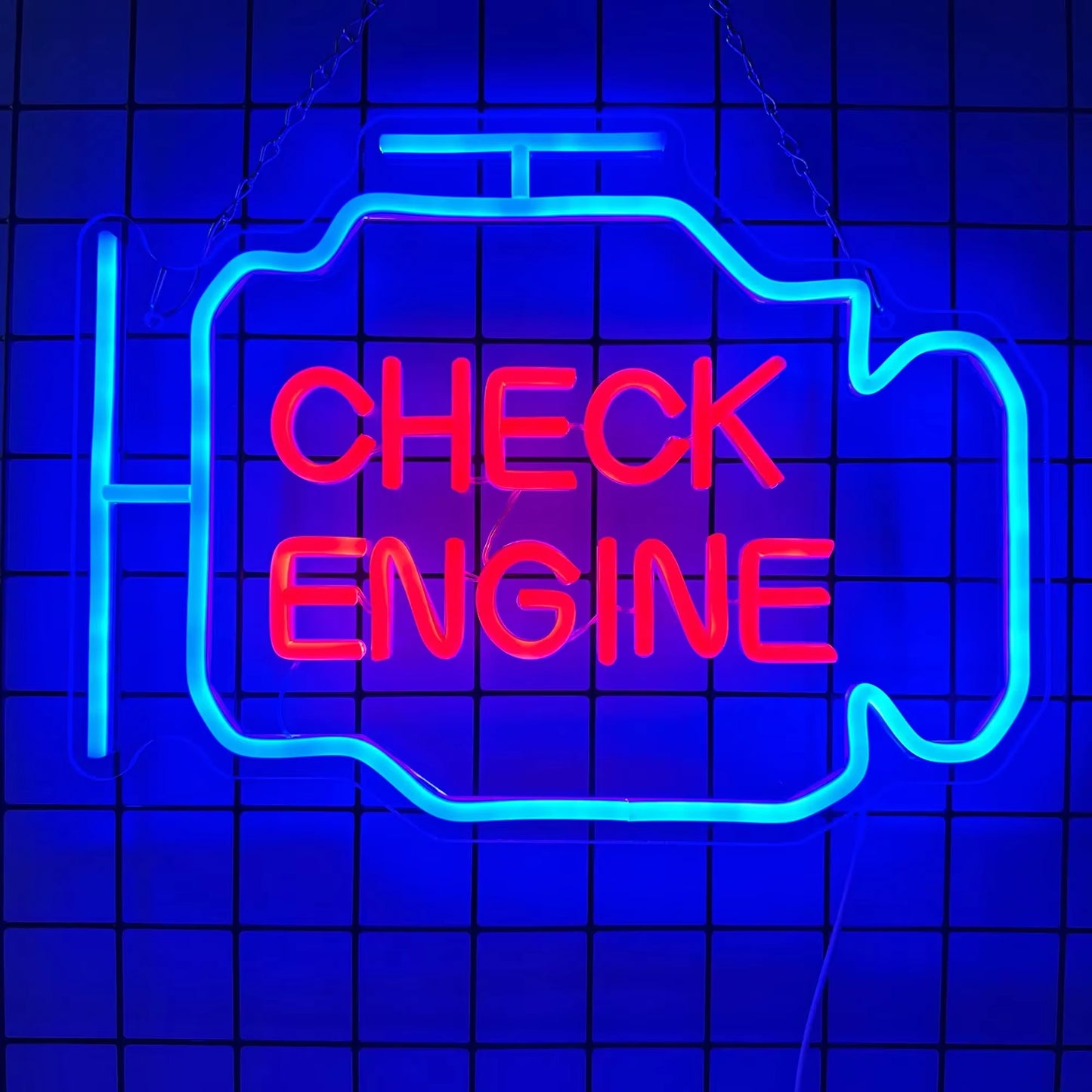 Check Engine Neon Signs for Wall Decoration, LED Neon Garage Signs, Garage Lighting Signs for Men'S Auto Repair Shop Workshops
