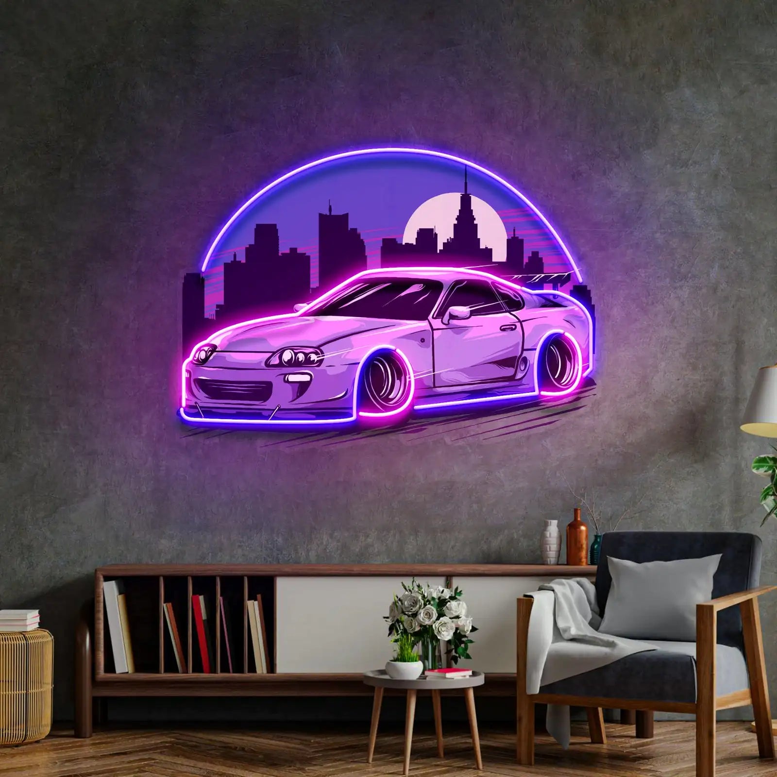 Sport Car Neon Sign Custom Cool Boy Bedroom Night Sign Car Speed Business Shop Wall Hanging UV Printed Sign for Game Room Living