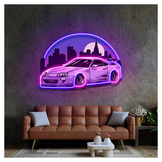 Sport Car Neon Sign Custom Cool Boy Bedroom Night Sign Car Speed Business Shop Wall Hanging UV Printed Sign for Game Room Living