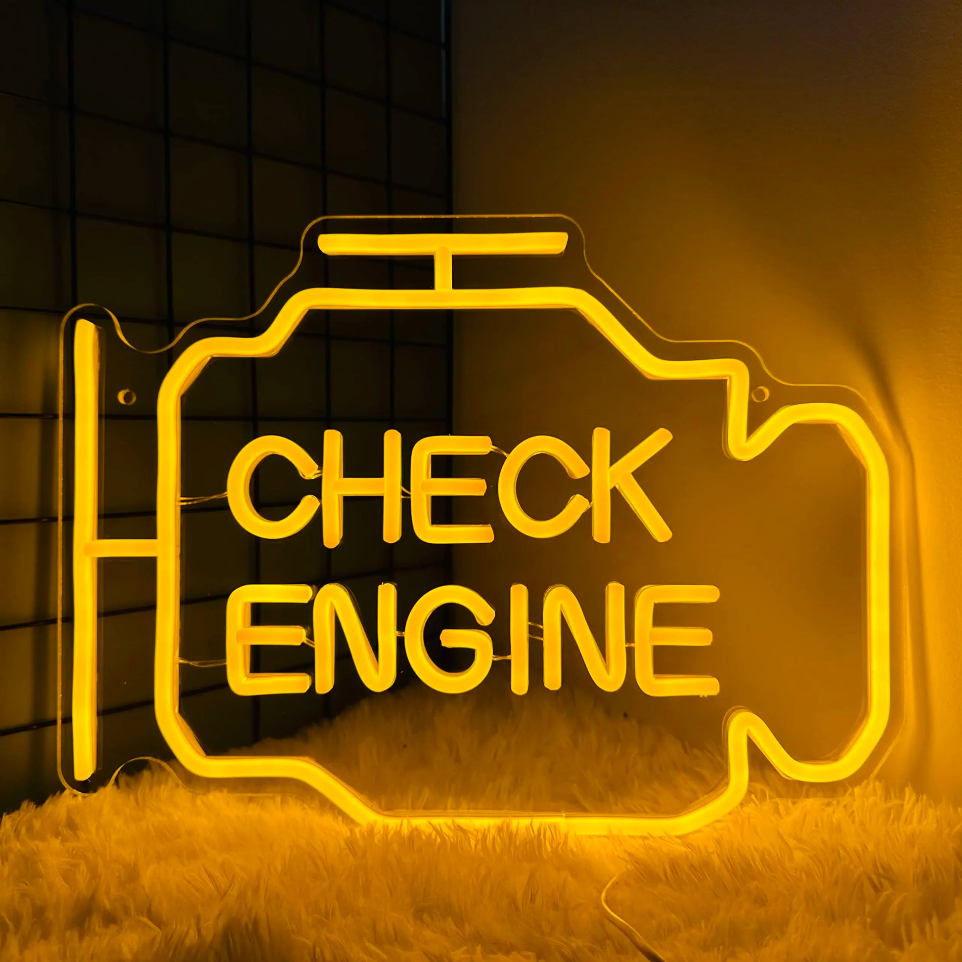 Check Engine Neon Signs for Wall Decoration, LED Neon Garage Signs, Garage Lighting Signs for Men'S Auto Repair Shop Workshops